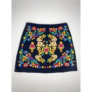 Umgee Sparrow Floral Embroidery Black Skirt Women’s Lined Sz Small